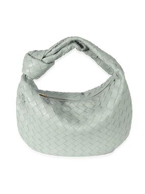 Bottega Veneta Classic Woven Knot-Handle Shoulder Bag in Sage Green
